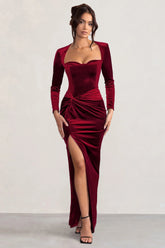 fay | berry velvet corset style knot maxi dress