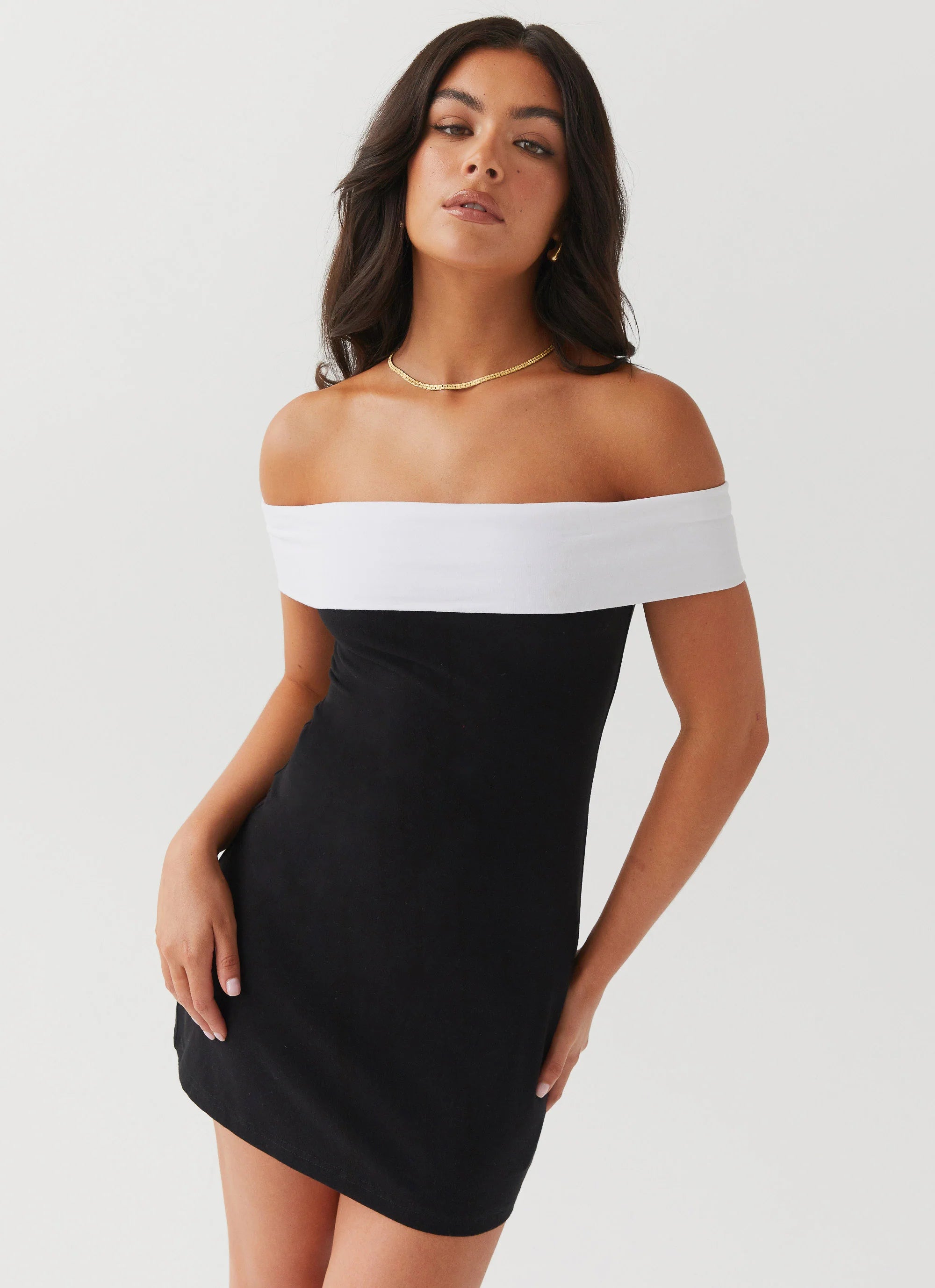 diamonds and pearls mini dress - black