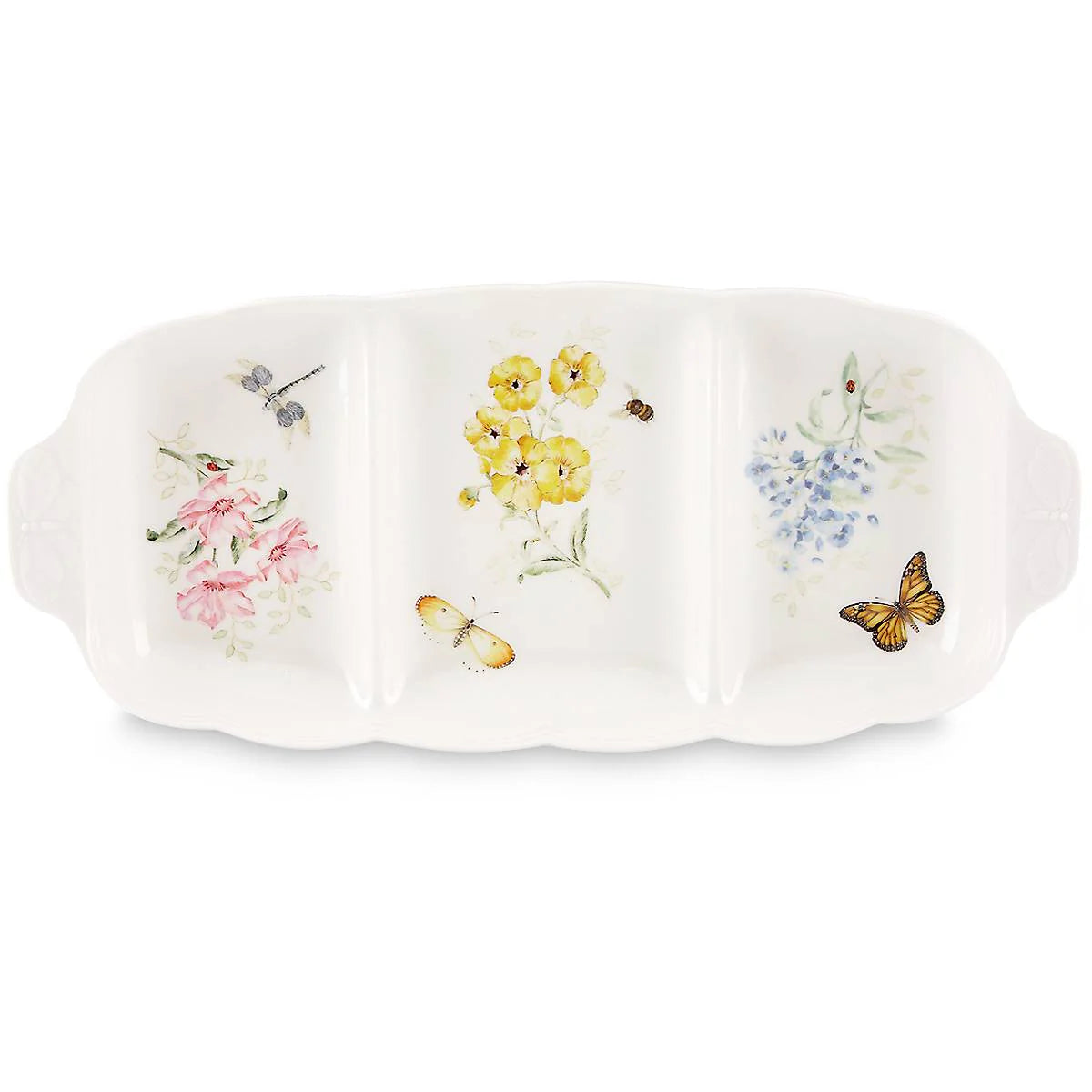 butterfly meadow 16" divided serving dish
