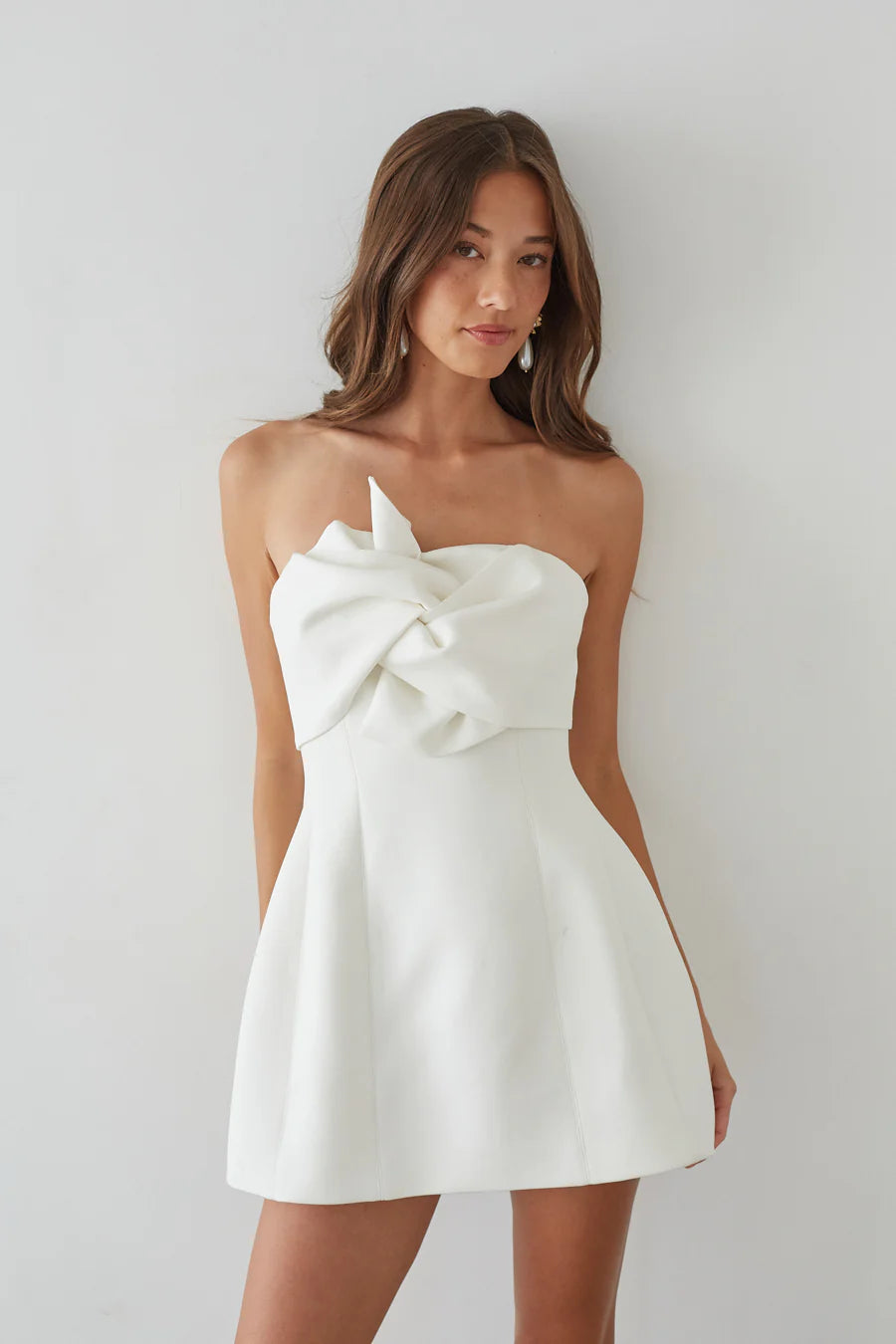 alix twist front bubble mini dress