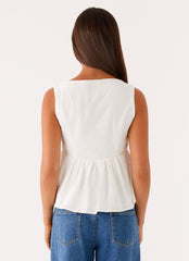 Sallie Linen Top - White