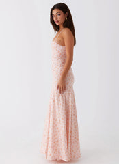 britney maxi dress - pink ditsy floral