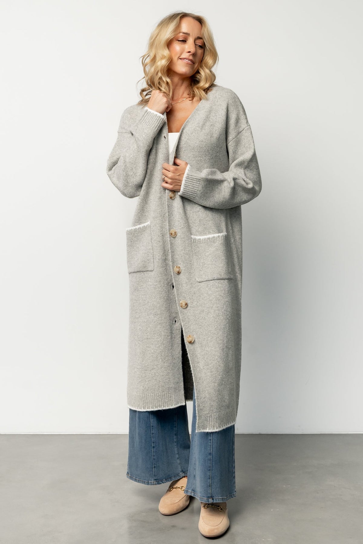 senna longline cardigan | light gray